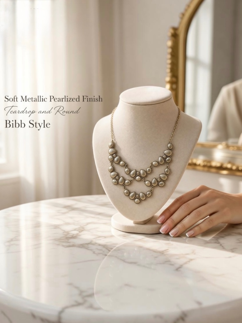Elegant Goldtone Bibb Statement Necklace